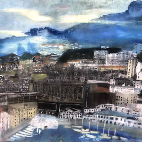 鈴木あさ子「港のある外国の街並み」