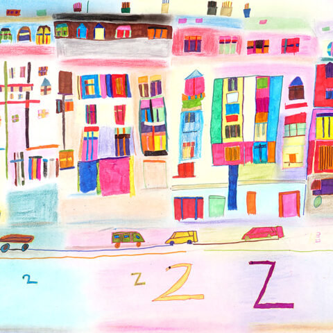 水野恵美「カラフルな街並み」