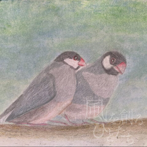 片山八雲「文鳥の夫婦」