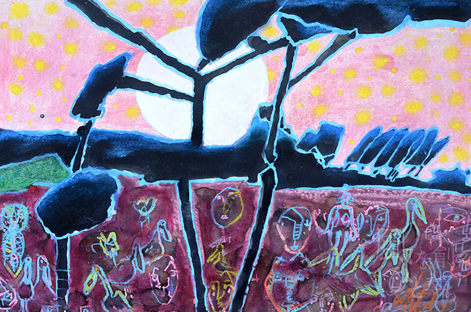 太田利三「十人と月と」