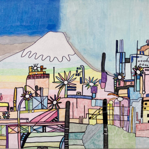 長南 結衣「富士山と煙突」