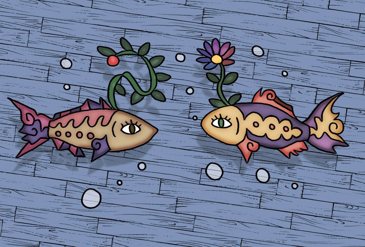 葉月ハブ「見つめ合う魚達」