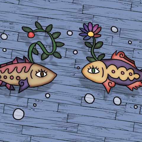 葉月ハブ「見つめ合う魚達」