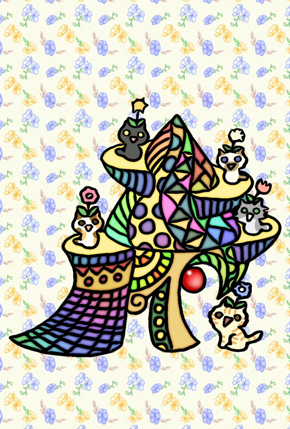 葉月ハブ「幸せの花が咲くネコ」