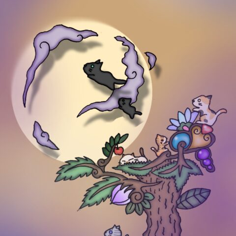 葉月ハブ「満月の夜に飛び立つ黒猫」