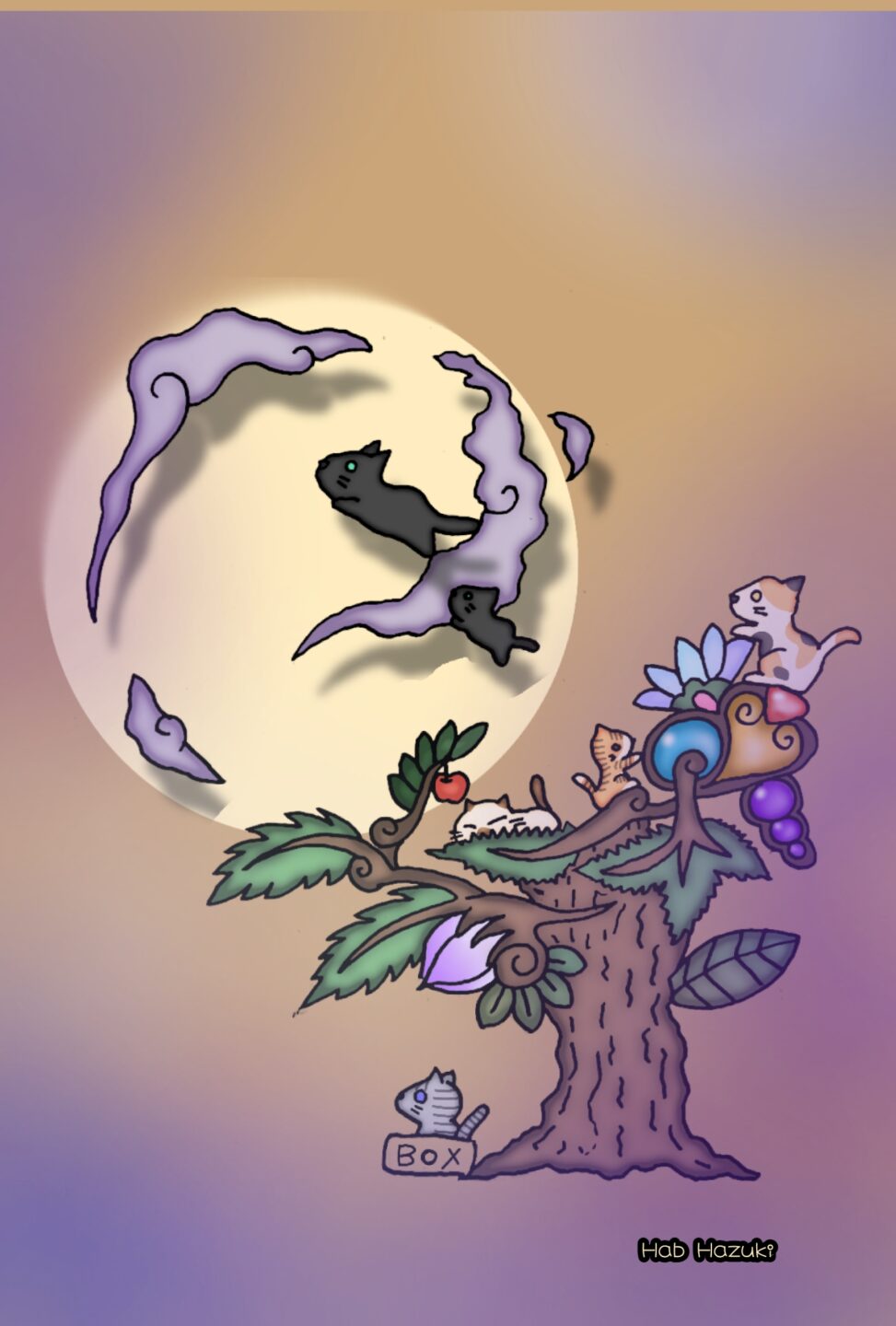 葉月ハブ「満月の夜に飛び立つ黒猫」