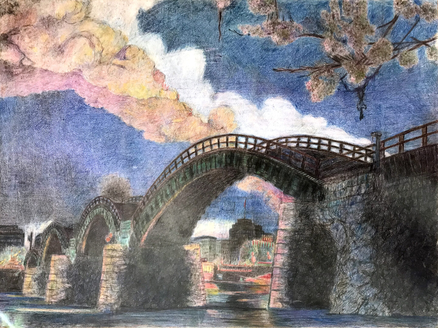 田代源一郎「夜の錦帯橋」