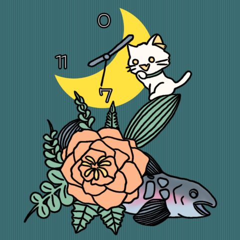 葉月ハブ「月時計とお腹のすいたネコ」