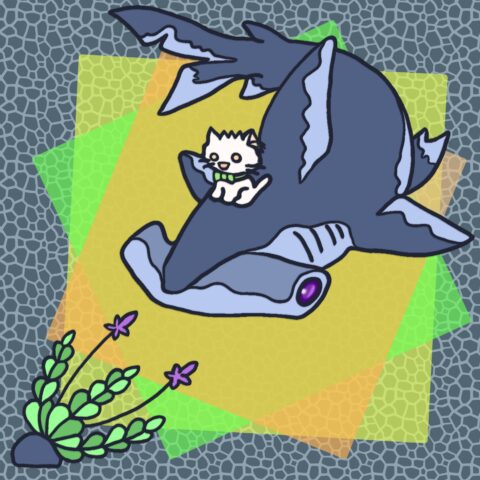 葉月ハブ「ネコとシュモクザメ」