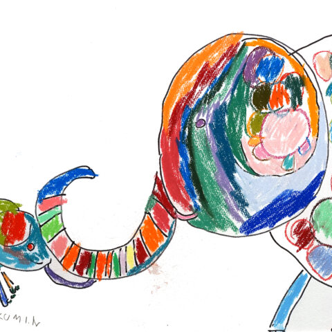 中谷 匠「ゾウの親子」