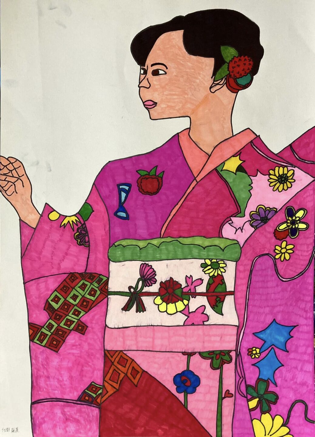 佐野 嵐美「着物の女性」