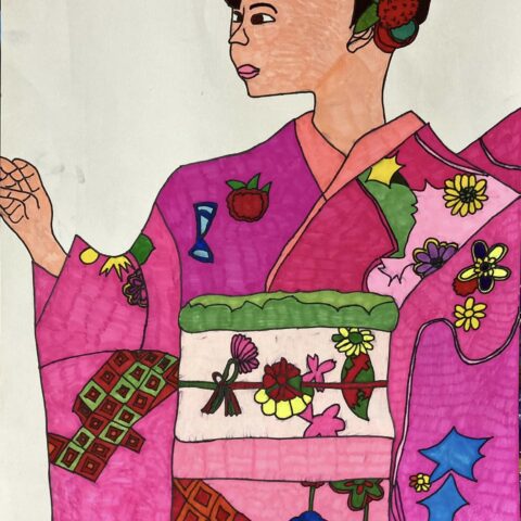 佐野 嵐美「着物の女性」