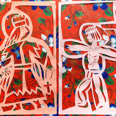 切り絵 聖母とイエスキリスト