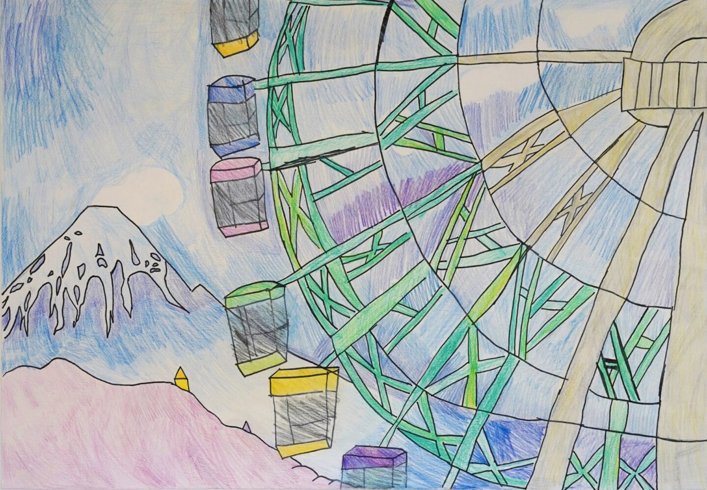 影山 桃花「富士山と観覧車」