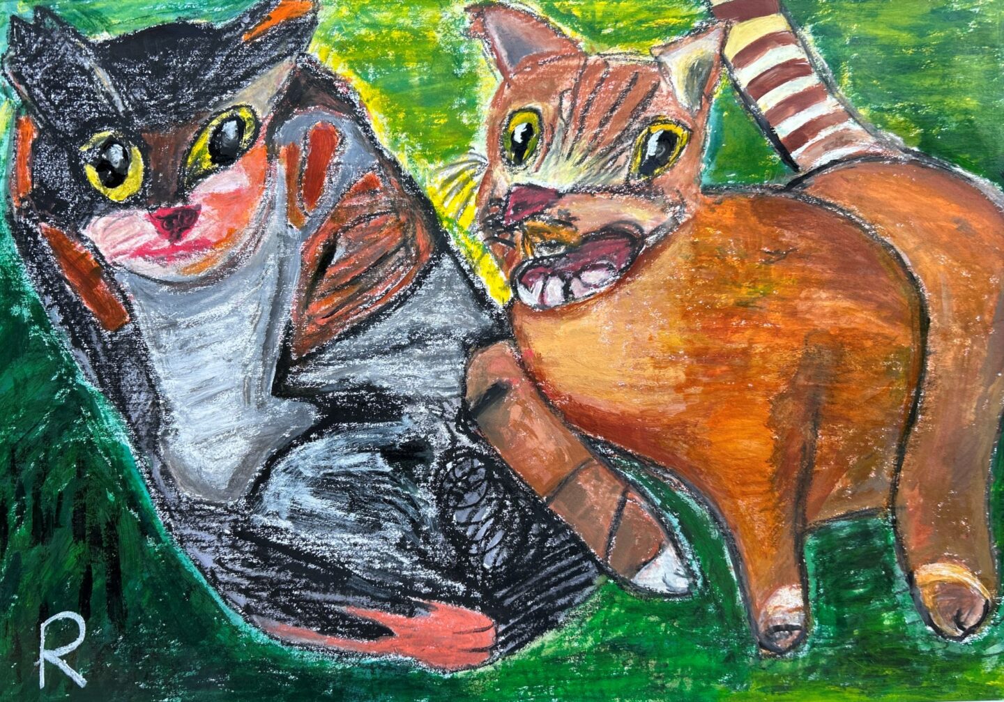 ひろせ りんこ「戯れるネコ」