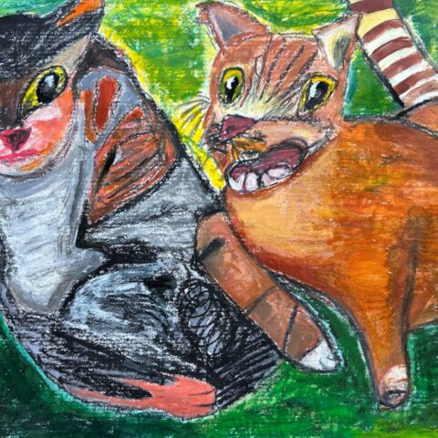 ひろせ りんこ「戯れるネコ」